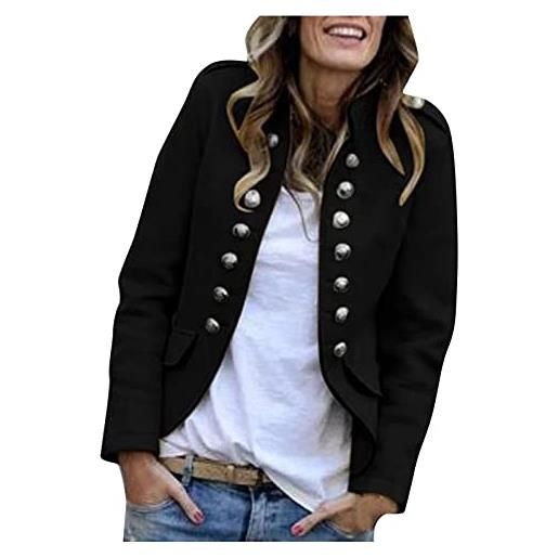 Xmiral giacca donna cappotti donna casual moda autunno inverno bottone manica lunga (l, nero)