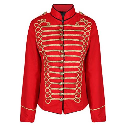 Ro Rox giacca stretta di parata militare emo punk percussionista in stile napoleonico in per donne - nero & rosso (3xl)