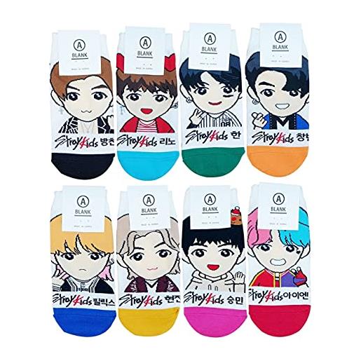 RJ Design women's kpop [stray kids] cartoon character socks- 8 pairs set- made in korea