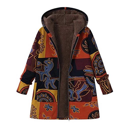 Xmiral cappotto con cappuccio donna invernali cappotti oversize vintage con cappuccio con stampa floreale da donna (s, 7blu)