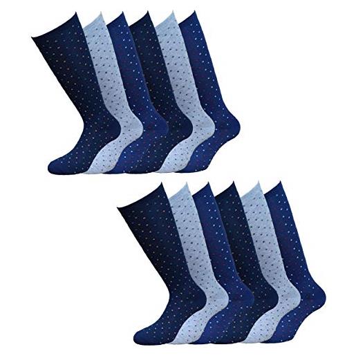 Fontana Calze, 12 paia di calze lunghe bambino ragazzo in caldo cotone elasticizzato. Prodotto italiano. Pois 27-30