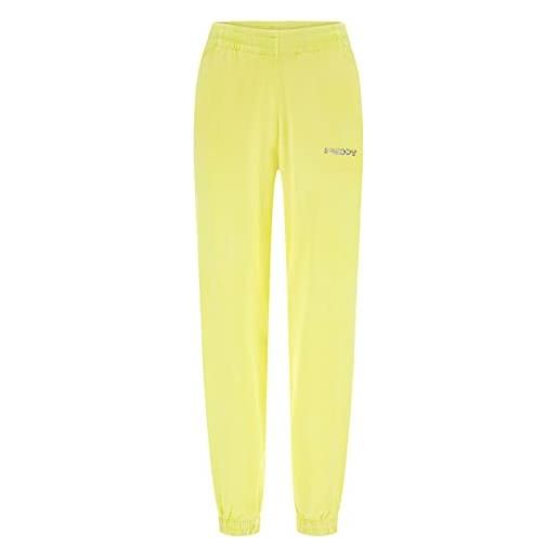 FREDDY - pantaloni sportivi in jersey fluo fondo con elastico, donna, giallo, small