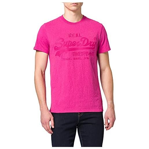 Superdry m1011243a vl tonal emb tee 180 uomo, rosso (magenta marl), large