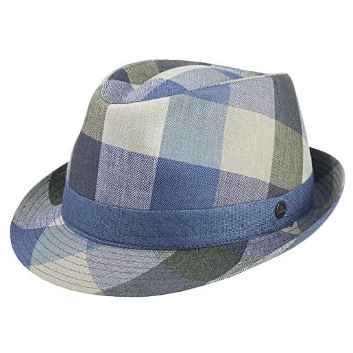 LIERYS cappello in lino payato checks donna/uomo - made italy estivo cappelli da spiaggia di paglia con fodera primavera/estate - l (58-59 cm) a colori