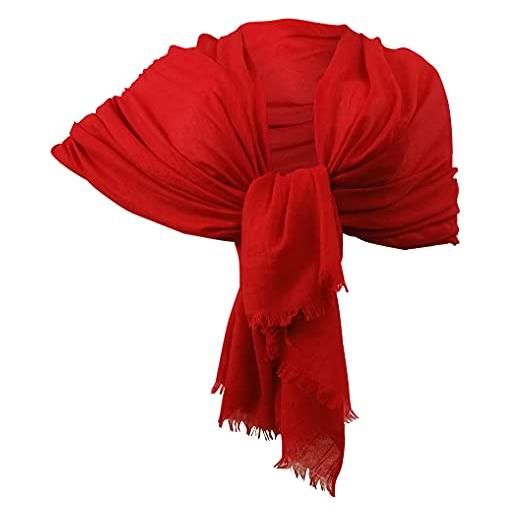 L.T.Preferita elegante sciarpa cashmere scialle foulard 190 x 100 cm grande coprispalle stola cerimonia da donna (nero)
