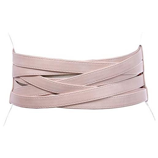 beltiscool 4 cintura elastica intrecciata larga di modo non cuoio delle donne a vita alta - rosa - l/xl: 97/104 cm
