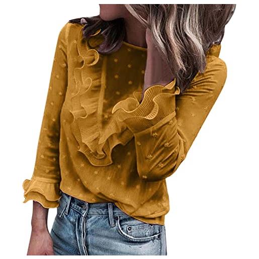 Xmiral top camicetta donna casual pizzo a pois t-shirt manica lunga (xl, marina militare)