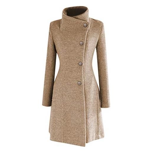 Xmiral cappotti moda donna capispalla soprabito manica lunga giacca trench cappotto di lana bavero invernale (3xl, marina militare)