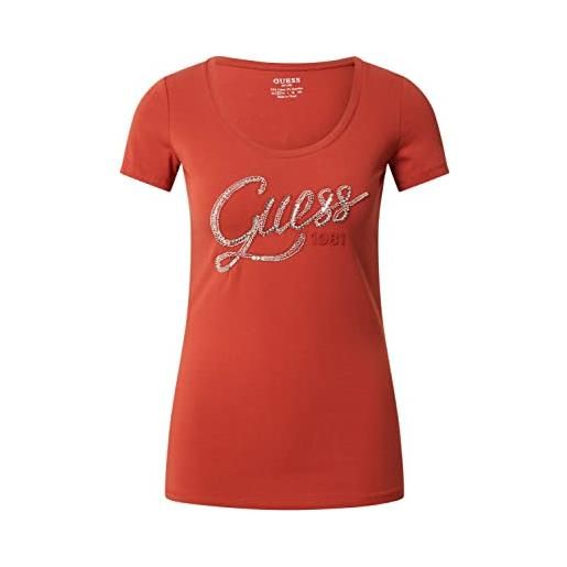 GUESS maglietta da donna bryanna, rosso ruggine/argento, xl