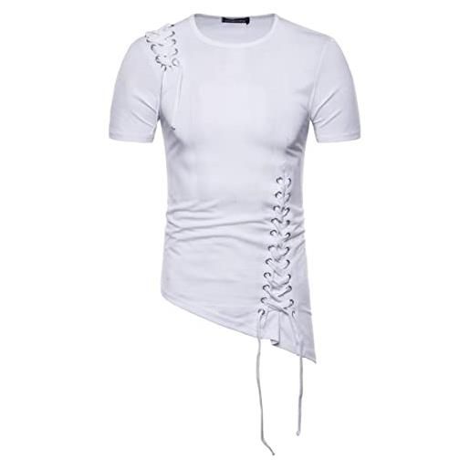 Xmiral t shirt maglia maglietta magliette camicia uomo o-collo cerniera modello casual moda risvolto manica corta (m, nero)