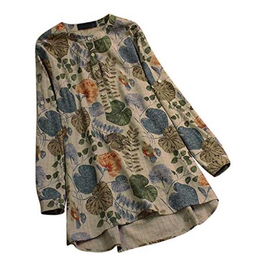 Xmiral top t-shirt camicette a tre quarti da donna con fiocco scollo a v in pizzo vintage patchwork (4xl, 2- verde)