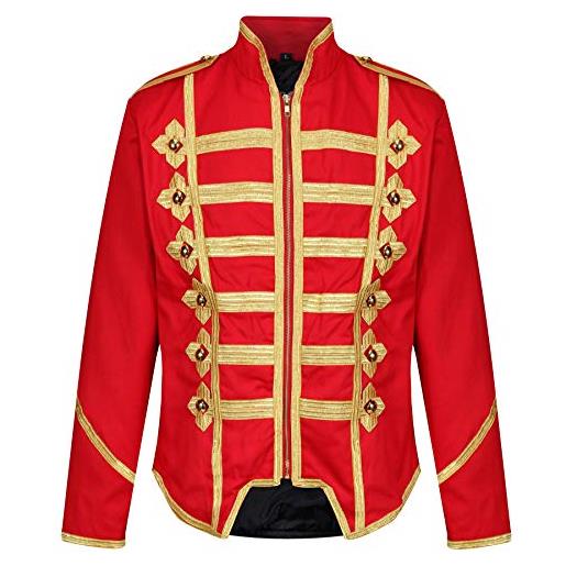 Ro Rox giacca stretta di parata militare punk percussionista mcr per uomini (rosso & oro, per uomini l)