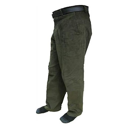 Fairy trendz ltd - pantaloni da uomo in velluto a coste elasticizzati, per adulti, da ufficio - verde - 32w x 29l