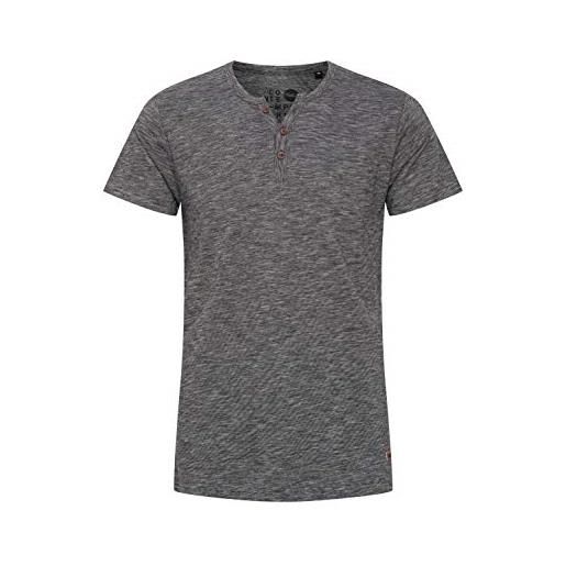 !Solid sigos t-shirt a maniche corte maglietta da uomo con collo grandad in cotone 100% , taglia: m, colore: black (9000)