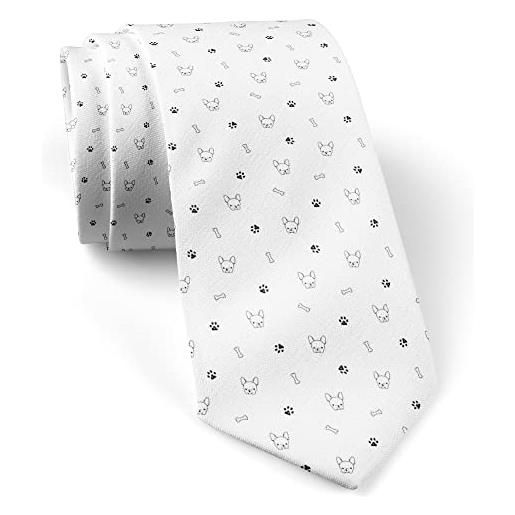 ikiki-tech skinny slim fashion cravatta da uomo, novità conversational neckwear cravatte (dog french bulldog pattern), come mostrato, large
