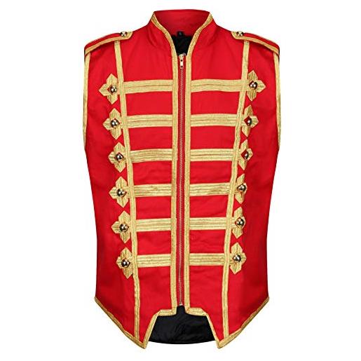 Ro Rox men's marching band vest drummer sleeveless parade jacket - red & gold (xxxl)