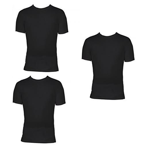Liabel 3 t shirt corpo uomo mezza manica girocollo 100% cotone art. 03828/23n (nero, 5/l)