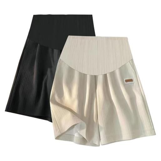 ACMEDE leggings premaman corti, 2 pack maternità pantaloncini premaman estivi donna maternity shorts pigiama pantaloni corti estivi per la gravidanza