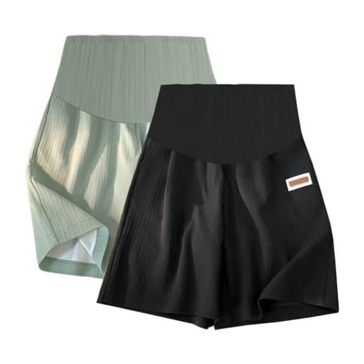 ACMEDE leggings premaman corti, 2 pack maternità pantaloncini premaman estivi donna maternity shorts pigiama pantaloni corti estivi per la gravidanza