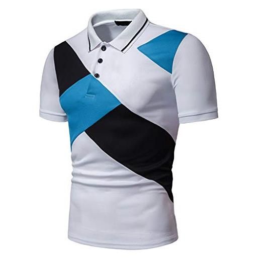 Xmiral polo da golf da uomo, a strisce, uomo maglietta uomo t-shirt polo da golf manica corta tecnologiche prestazioni sciolto fit xl bianco