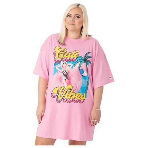 Barbie oversize t-shirt abito donna | adulti california vibes prendere il sole doll manica corta vestito estivo vestiti rosa regali