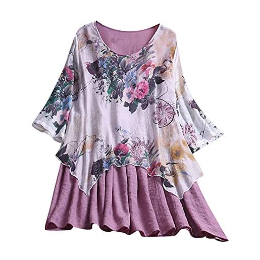 Xmiral magliette donna estive bluse donna estive bluse donna eleganti particolari bluse donna manica corta bluse donna eleganti taglie forti bluse donna estive taglie forti (4xl, 1viola)