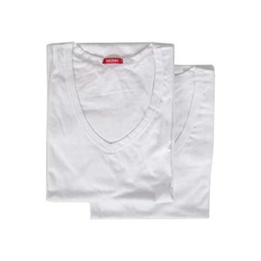 RAGNO 4 t-shirt intime uomo camiciola cotone manica corta scollov sport art. 601418 bianca grigia nera dalla 3 alla 7 (nero, 4)