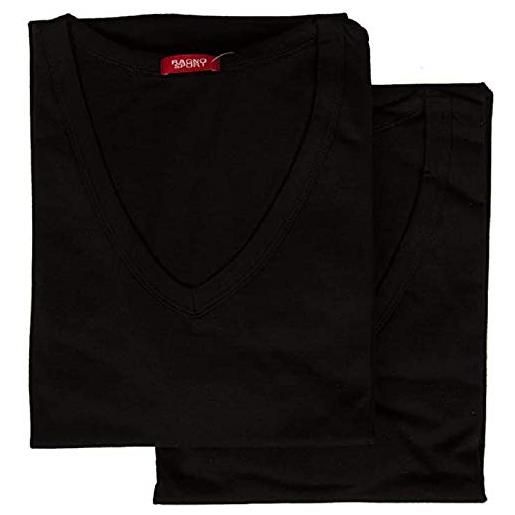 RAGNO 4 t-shirt intime uomo camiciola cotone manica corta scollov sport art. 601418 bianca grigia nera dalla 3 alla 7 (nero, 4)