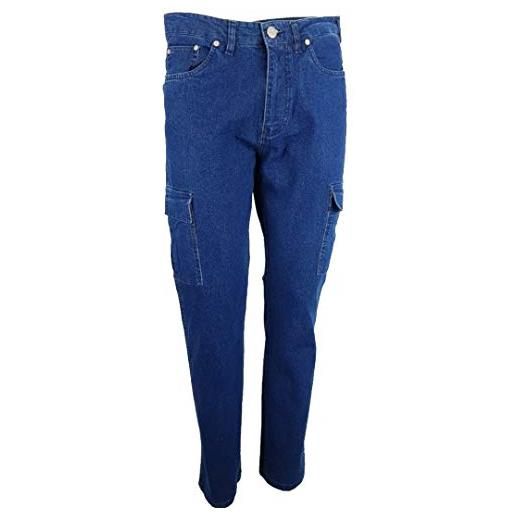 N+1 jeans uomo da lavoro regular fit con tasche laterali tasconi leggero estivo (52 - denim)