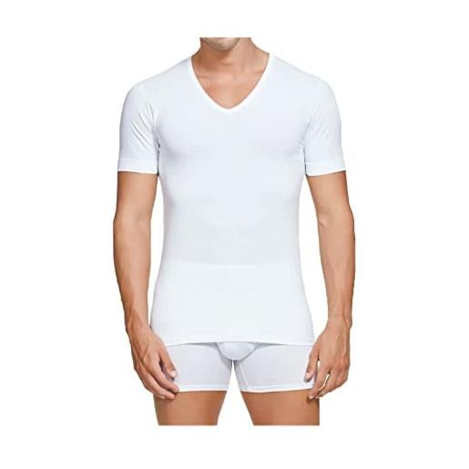Liabel maglietta intima uomo cotone bielastico scollo v 3 e 6 pezzi, maglia intima uomo elasticizzata, 8035 (3 pezzi nero, l)