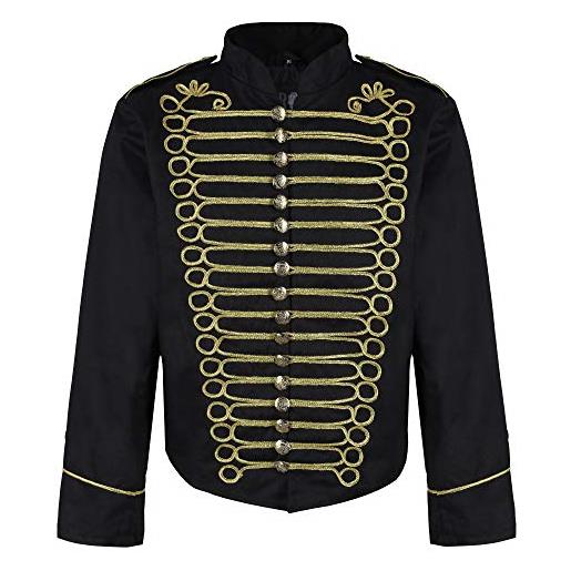 Ro Rox giacca stretta di parata militare punk percussionista in per uomini - nero & oro (taglia maschile xxxl)