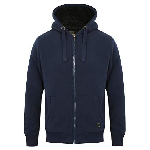 Dissident bolo 2 zip through hoodie with borg lining in midnight blue - Dissident-m