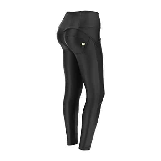 FREDDY - pantaloni push up wr. Up® 7/8 vita alta bottoni similpelle, nero, medium