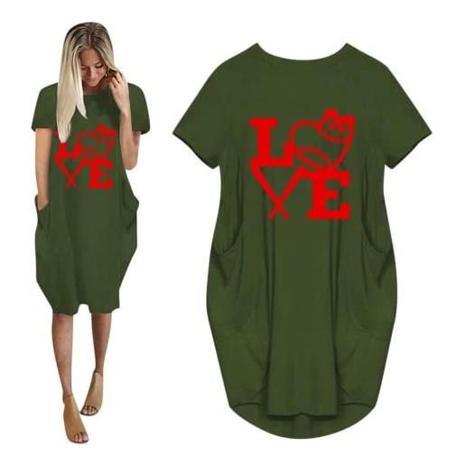 LEXAHO abito estivo da donna a maniche corte stampato plus size abito da ragazza in felpa (love6,4xl)