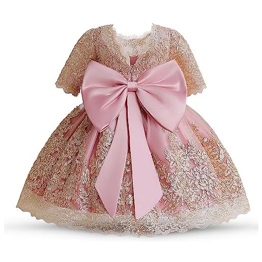 NNJXD abito da festa di compleanno per bambina tutu bowknot principessa abito da sposa fiore 056 bianco taglia (90) 12-24 mesi