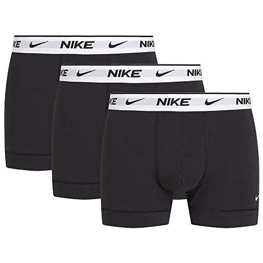 Nike trunk boxer da uomo, confezione da 3, nero (con cintura blu, bianco, rosso), taglia xl