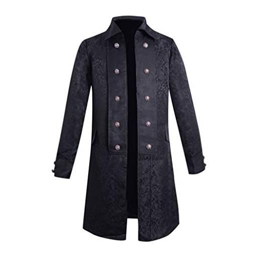 Xmiral capispalla cappotto uomo giacca invernale uniforme steampunk gotica vintage invernale (xl, 1nero)
