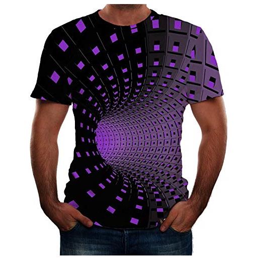 Xmiral t shirt maglia magliette estive maglietta personalizzata camicia top camicetta uomo moda stampa 3d girocollo manica corta (l, viola)