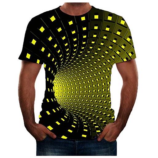 Xmiral t shirt maglia magliette estive maglietta personalizzata camicia top camicetta uomo moda stampa 3d girocollo manica corta (xl, giallo)