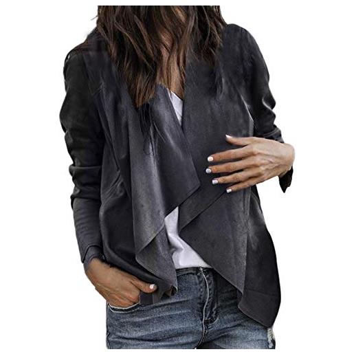 Xmiral cappotto donne a manica lunga in pelle aperta davanti aperto breve cardigan suit giacca lavoro ufficio lavoro (m, grigio scuro)