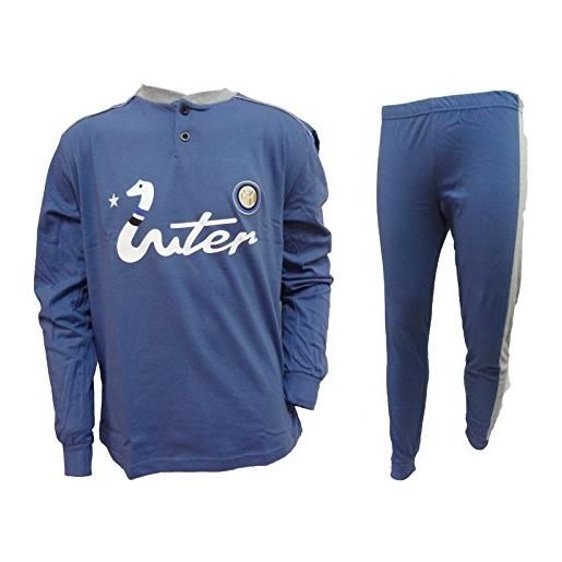 Inter pigiama ragazzo lungo in cotone jersey prodotto ufficiale art. In15065 (denim, 12 anni)