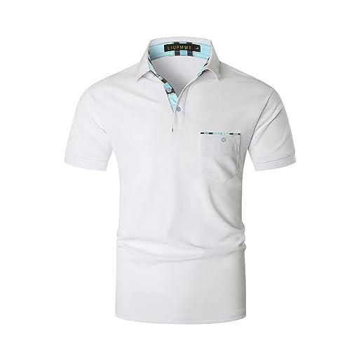 LIUPMWE polo uomo manica corta elegante camicia golf tops casual sportive maglietta t-shirts, rosso-b, 3xl