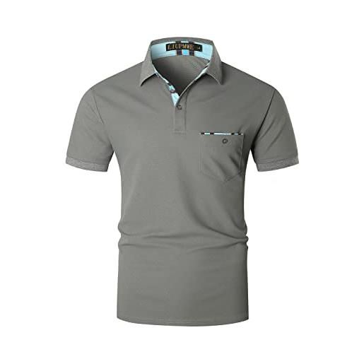 LIUPMWE polo uomo manica corta elegante camicia golf tops casual sportive maglietta t-shirts, rosso-b, l