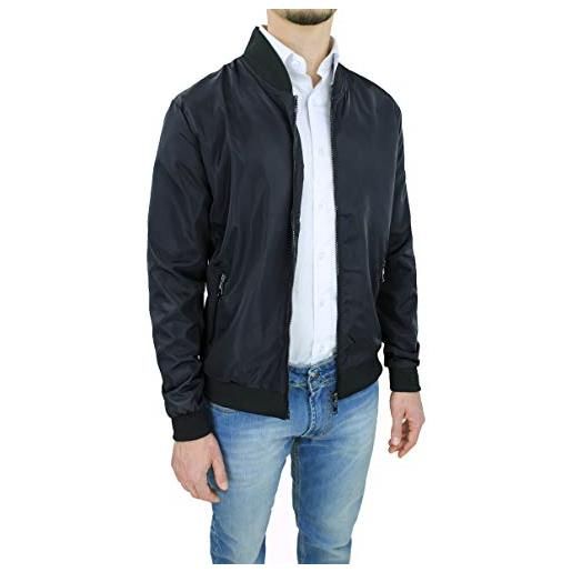Evoga giubbino uomo estivo leggero slim fit giacca giubbetto college elastico impermeabile (it, testo, 4xl, regular, regular, blu)