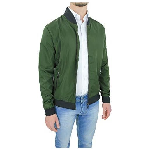 Evoga giubbino uomo estivo leggero slim fit giacca giubbetto college elastico impermeabile (xxl, verde)