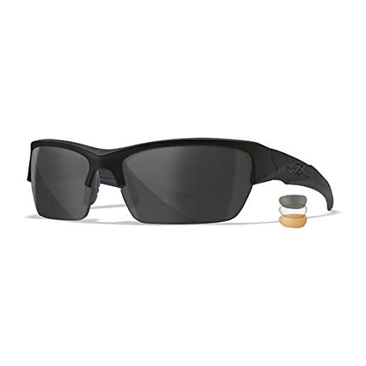 Wiley X wx valor - occhiali da sole con montatura realtree xtra, montatura nera/lente grigio fumo (matte black/ops smoke grey), s/l