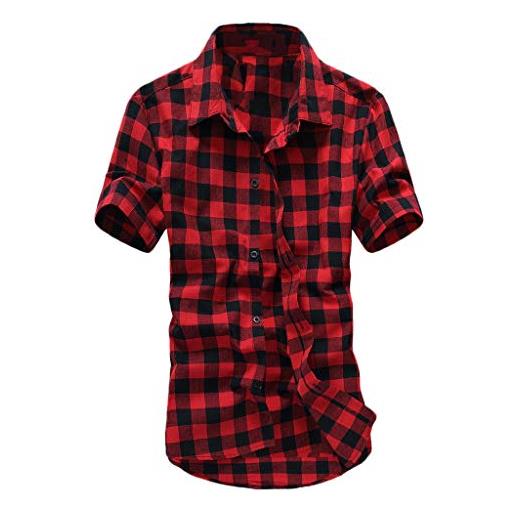 Xmiral uomo camicia originale slim fit maniche corte uomo camicie moda men shirts slim fit xl rosso