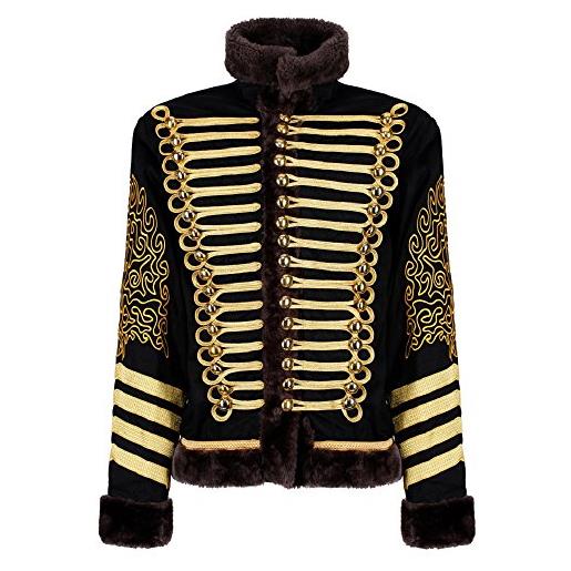 Ro Rox giacca da gala di similpelle per uomini hussar - nero & oro (xs)