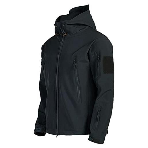 WSPDSD giacca invernale mimetica pelle di squalo soft shell giacca a vento calda antivento uomo escursionismo all'aperto caccia abbigliamento giacche tattiche - nero, xl
