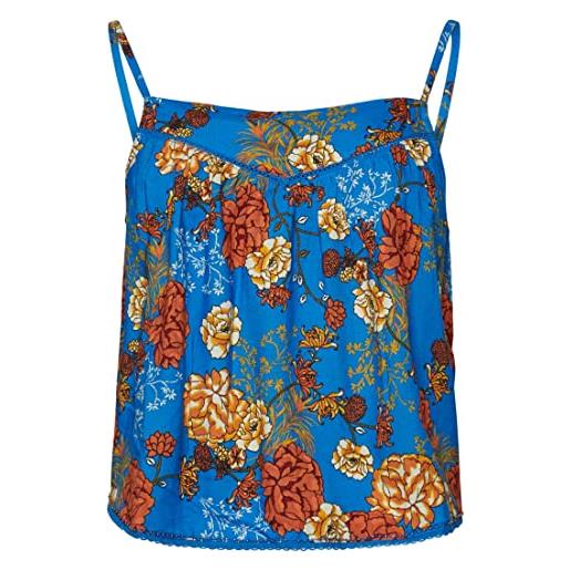 Superdry vintage embellished cami top maglietta, blue floral, l donna